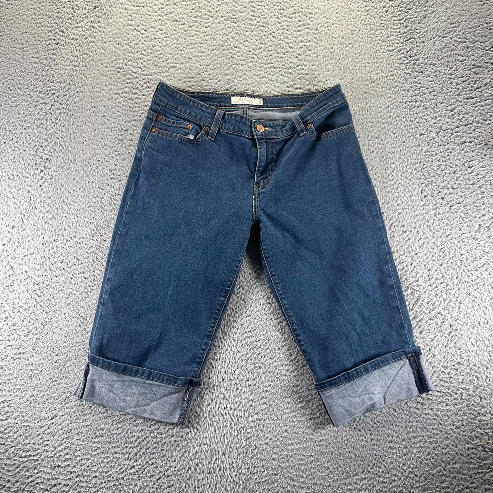 Levi's 515 Jeans Women 12 Blue Cotton Denim Capri Straight Leg Stretch Workwear‎